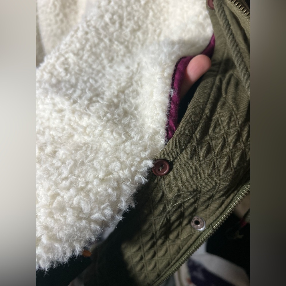 Hei Hei Olive Army Green Sherpa Lined Women’s Coat w/Pockets, Hood, Pockets, Med - Picture 11 of 16